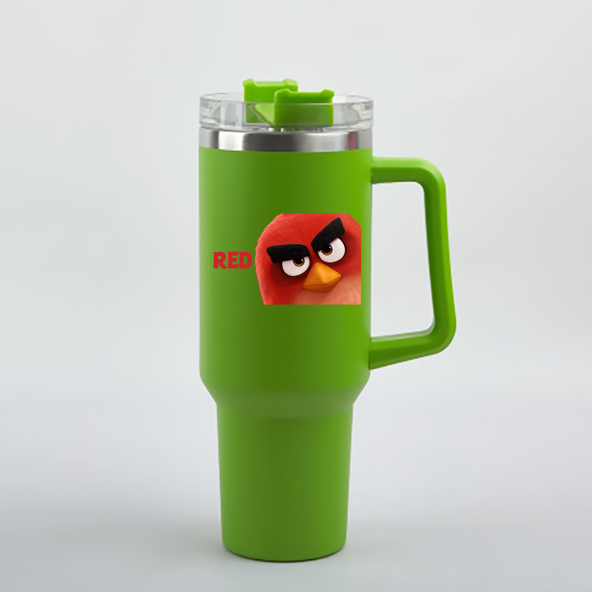 （画像用） Angry Birds アングリーバード 1200mL車用タンブラー - クリスタルステッカー（プラスチックストロー付き）